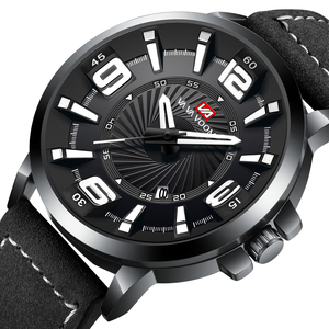 Montre de sport robuste pour hommes, chiffres lumineux, fenêtre de date, bracelet en cuir suédé - Product Image 4