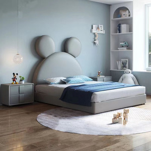 Letto singolo moderno <span class=keywords><strong>e</strong></span> semplice per bambini, con testiera a forma di topo, per ragazzi <span class=keywords><strong>e</strong></span> ragazze, letto contenitore moderno con design a cartone animato, di tendenza. - Product Image 1