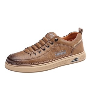 Y3OPA Men's Retro Casual Shoes Round Toe Cow Leather Comfort <b>Walking</b> Style Low <b>Top</b> Solid Color - Product Image 5