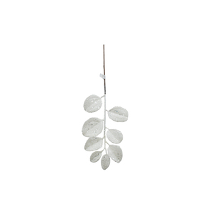 Rama con Hojas Brillantes, 51 cm de Alto, Blanca - Product Image 1