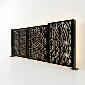 Paravent <span class=keywords><strong>industriel</strong></span> en acier Corten à motif rayé linéaire, rustique, pour la protection de l'intimité sur les toits urbains - Product Image 2