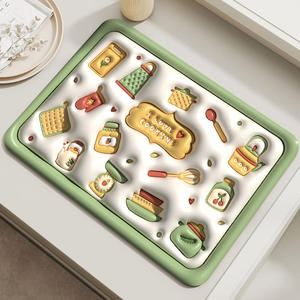 แผ่นรองกันลื่นสำหรับวางบนเคาน์เตอร์ครัว รูปทรงสี่เหลี่ยมผืนผ้า ทำจากผ้าโพลีเอสเตอร์ สำหรับเช็ดจานในห้องรับประทานอาหาร - Product Image 1