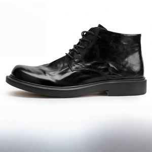 Men's Leather Boots Lace-up Zipper Styles Cowhide Ankle Height Outdoor-ready Autumn Round-toe Boots - Product Image 6