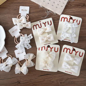 Barrettes pour <span class=keywords><strong>cheveux</strong></span> de fille en dentelle à nœud papillon, tissu beige, fil de <span class=keywords><strong>neige</strong></span>, accessoires pour <span class=keywords><strong>cheveux</strong></span> de princesse, queue de cheval - Product Image 1