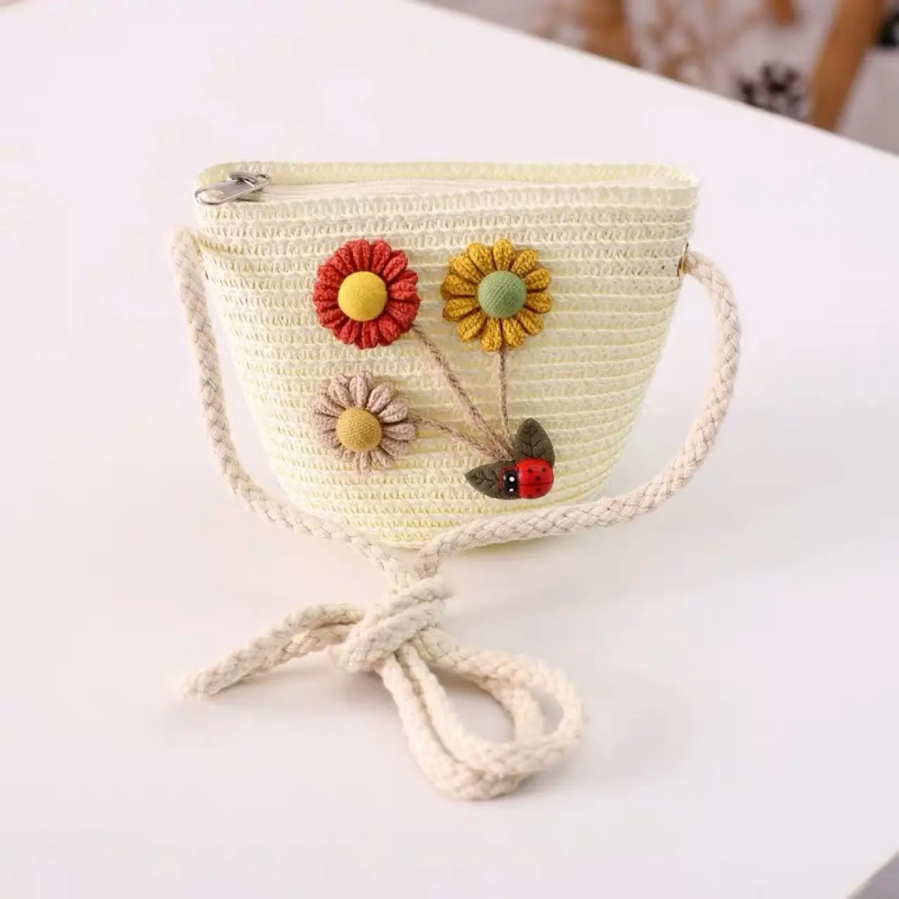 Bucket Hat And Handbag Summer Sun Hat Girls Kids Children Beach Bag Flower Tote Handbag Bags Suit Baby Straw Hats