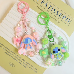 INS Popula Creative Cartoon Doll Beaded Mobile Phone Chain Keychain Plastic Pendant for Book Bag & Couple Car Keys Hanging Gifts