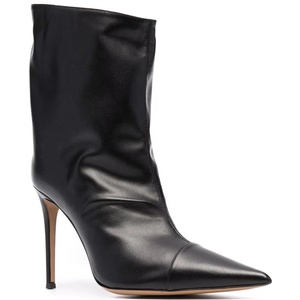 Bottines à talons hauts en cuir miroir couleur personnalisée pour femmes, bout pointu, sexy, à enfiler, grande taille 43 - Product Image 5
