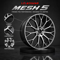 Nouvelle jante en alliage d'aluminium forgé à 20 rayons, design mesh fendu bicolore, finition usinée argent et noir mat, logo personnalisé, jante de voiture 16-22 pouces 5x114.3