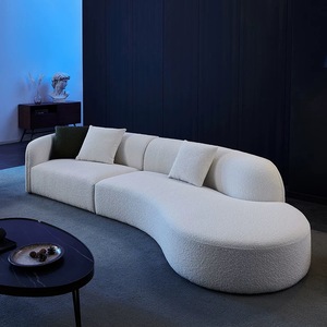 Luxury Modern PU Wood Furniture Soft Boucle Special Shaped Modular Couch Set Cashmere White Design For Living Room Hotel Villa
