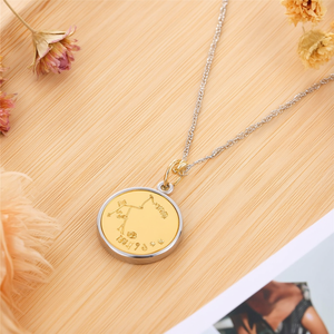 Collana con Ciondolo Zodiacale da 1,5 Cm, Charm in Acciaio Inossidabile, Gioielli da Donna - Product Image 2