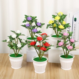 Rose artificielle réaliste pour mariage, <span class=keywords><strong>pot</strong></span> créatif <span class=keywords><strong>en</strong></span> plastique, ornements, accessoires de photographie, <span class=keywords><strong>Platycodon</strong></span> Grandiflorum, Thanksgiving - Product Image 1