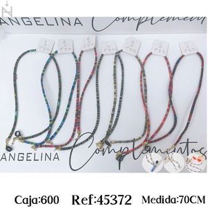 Chaîne en corde Angelina de 70 cm pour lunettes, triple usage, avec perles et fermoir en métal - Product Image 3