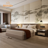Ensemble de chambre d'hôtel contemporain pour hôtel d'affaires, lit Queen Size, tête de lit capitonnée, meubles en contreplaqué et MDF, écologique, résistant à l'eau