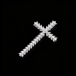 สร้อยคอจี้รูปกางเขนแบบคลาสสิก ชุบทองคำขาว 10K/14K/18K ประดับเพชร CVD ผลิตในห้องปฏิบัติการ ของขวัญสำหรับโอกาสพิเศษ - Product Image 5