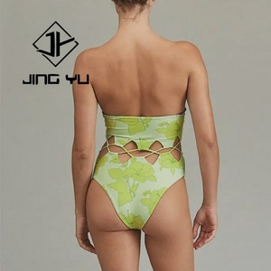 Maillot de bain une pièce de luxe en nylon avec imprimé bohème personnalisé OEM, décolleté en tube, tissu UPF 50 - Product Image 4
