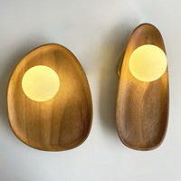 Lampe murale LED minimaliste en bois massif de style japonais Wabi-sabi pour chambre à coucher, salon, couloir, entrée, bureau, chevet