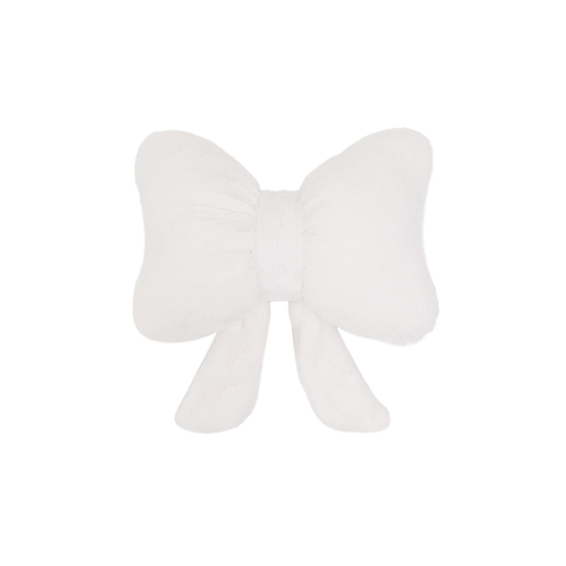 White rabbit fur bow ribbon waistband