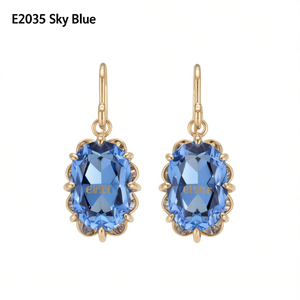 Boucles d'oreilles pendantes Elate en cristal bleu ciel, serties de griffes en or 18 carats, classiques pour femme, à porter au quotidien - Product Image 1