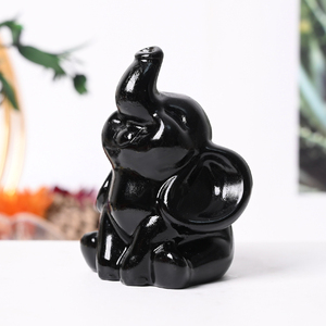Wholesale Natural Gemstone Carving Crystal Cute Elephant Carvings for Home Decoration - Product Image 2