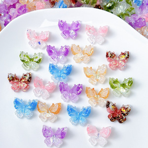 เคสโทรศัพท์แบบทำเอง พวงกุญแจเรืองแสงในที่มืด สองชั้น 3 มิติ เรซิ่นรูปผีเสื้อ ประดับเพชรตกแต่งเล็บ - Product Image 5
