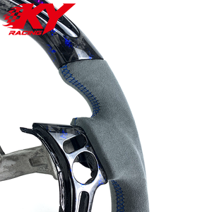 Volante deportivo LED RPM de fibra de carbono forjada personalizada, con revestimiento de gamuza gris, apto para Nissan GT-R R35 350z 370z 400z - Product Image 3
