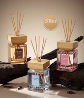 Grande capacité 500ML couvercle en bois de luxe bouteille en verre parfum d'aromathérapie de roseau longue durée pour les produits de maison d'hôtel de bureau