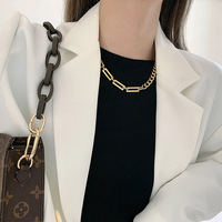 Collier en acier inoxydable doré pour femmes en gros, bijoux