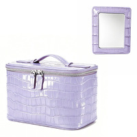 Sac cosmétique en cuir pleine fleur OEM personnalisé pour femme, style rétro, avec fermeture éclair, pour voyage, maquillage et articles de toilette, 23 cm, vente en gros d'usine