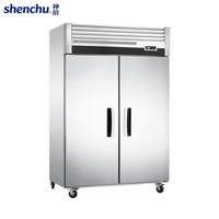 Réfrigérateur commercial à double porte en acier inoxydable à température unique et refroidissement direct pour cuisine de restaurant