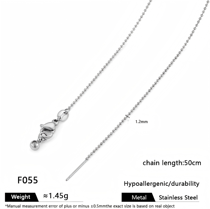 Steel-colored glass bead chain-12mm wide-50cm necklace