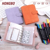 Reliure à anneaux en cuir de serpent Pop A7 pour planificateur quotidien, hebdomadaire et mensuel, pochettes pour cartes, pour le bureau et la famille, reliure à feuilles mobiles