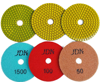 Tampon de polissage diamanté OEM JDK de 4 pouces à 7 étapes pour le polissage à l'eau du granit et du marbre, compatible avec les meuleuses d'angle