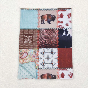 Manta para Bebé Recién Nacido con Diseño de Vaca Occidental - Product Image 1