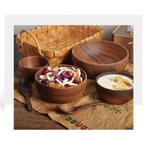 Ensemble de bols en bois pour salades de fruits Snack bols de service bol à salade en bois décoratif en acacia - Product Image 6
