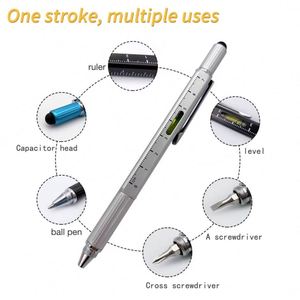 6-in-1 <b>Multi</b>-Functional Heavy Metal Ballpoint <b>Pen</b> with Universal for for Home Use Gift Giving Custom PS-20250902-4 1.0mm Tip - Product Image 2