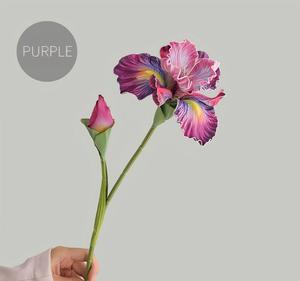 BF-IR03-1 Fleurs artificielles en latex faites à la main, haute qualité, 2 têtes, blanc, bleu, violet, toucher réel, pour la fête des Mères, vente en gros - Product Image 4