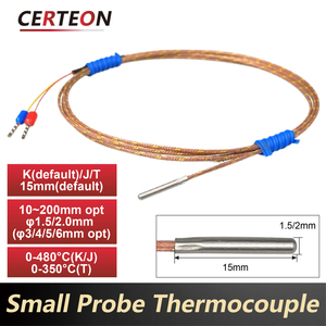 Sonda termocoppia mini tipo K J T in acciaio inox resistente a olio e acqua alta temperatura - Product Image 3