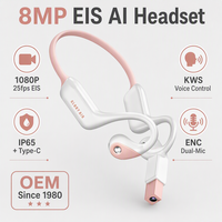Casque intra-auriculaire avec caméra IA 8MP EIS 1080P, BT5.3 IP65 ENC, Type-C LED KWS Voice, TF 32GB Mains Libres, Fabrication OEM