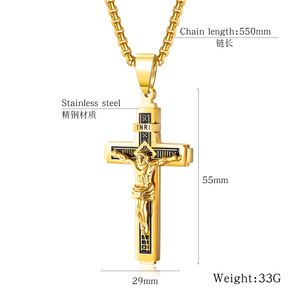 Charme Homme Plaqué Or Bijoux 316 <span class=keywords><strong>L</strong></span> Ornements Religieux Collier Croix En Acier Inoxydable Jésus Croix <span class=keywords><strong>Pendentif</strong></span> - Product Image 2