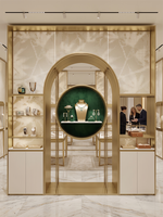 Vitrine d'exposition murale en arc pour bijouterie, mobilier de magasin de bijoux, armoires à écran rétroéclairé en acier inoxydable, écologiques, robustes et de haute qualité