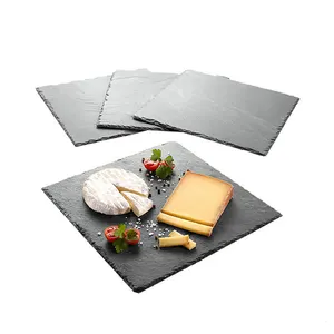 도매 30*30CM 천연 블랙 charcuterie 치즈 슬레이트 보드 플레이트