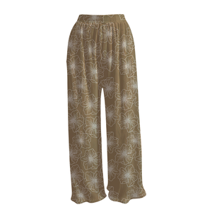 2026 <strong>Ladies</strong> Elegant Smooth Milk Silk Wide Leg Pants <strong>Floral</strong> Painted High Waist Fashion Women <strong>Trousers</strong> - Product Image 2