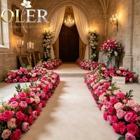 Chemin de table en fleurs artificielles en soie de haute qualité Oler Luxury pour la décoration d'allées de mariage et d'événements