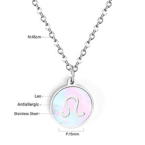 Collier avec pendentif en forme d'étoile, symbole signes du zodiaque, 12 constellations, bijoux imperméables en or 18k, Horoscope, disque, pièce de monnaie - Product Image 3