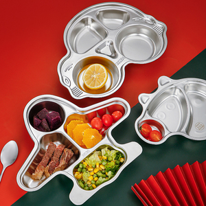 Plateau alimentaire <span class=keywords><strong>en</strong></span> acier inoxydable pour enfants, assiette de maternelle, bol alimentaire pour enfants, assiette à dîner compartimentée, vaisselle - Product Image 1
