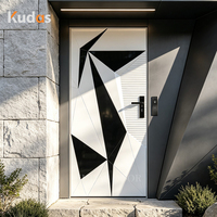 Porte d'entrée en bois massif sculpté noir et blanc, style artistique moderne, luxe, sur mesure, pour villa.