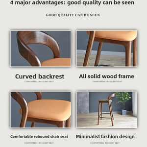 Tabouret de <span class=keywords><strong>Bar</strong></span> Moderne Minimaliste en Bois Massif Nouveau <span class=keywords><strong>Style</strong></span> Chinois Vintage en Noyer Noir Tabouret Haut Léger de Luxe Chaise de Bureau Avant - Product Image 6