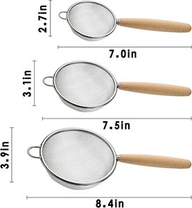 Stainless Steel Strainers Spoon <b>Mini</b> Filter Colander Oil Juicer Filter Mesh Strainer for Cooking and Frying With Wooden Handle - Product Image 2