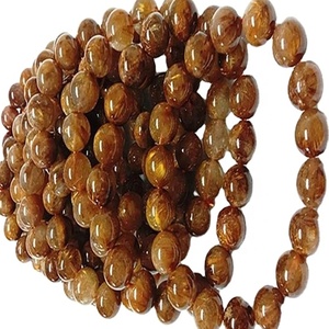 Rame naturale Rutilato perle di forma Rotonda Liscia braccialetto della pietra preziosa - Product Image 4