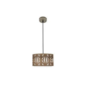 Lampada a sospensione 1xE27 in pelle e legno scuro, dimensioni 30x30 cm, ideale per decorare e illuminare gli spazi. - Product Image 1